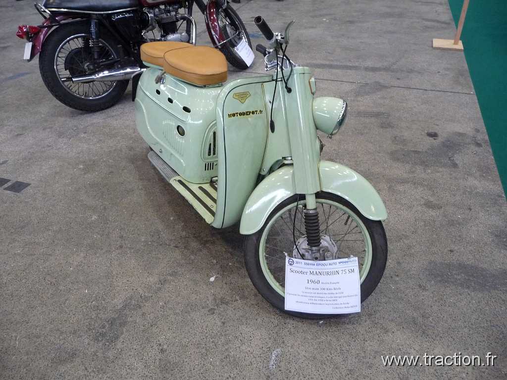 2011_epoquauto (75).jpg - 05/11/2011 - 69000 LYON - EPOQU'AUTO - 33ème Salon International Autos & Motos Anciennes - Scooter MANURHIN 75 SM - 1960